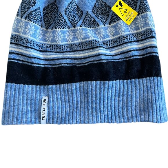 Turtle Fur NEW Women's Ellen Recycled Pom WInter Hat In Sky Blue - Picture 4 of 11